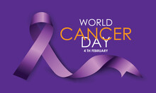 February 4 World Cancer Day Concept Design Vector Illustration.. Lavender Ribbon. Vector Illustration.