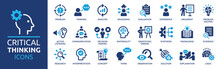 Critical Thinking Icon Set. Containing Think, Problem-solving, Analysis, Reasoning, Evaluation, Experience, Research, Logic And Listening Icons. Solid Icon Collection.
