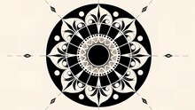 Black And White Mandala Premium Design With Flower Inside The Circle
