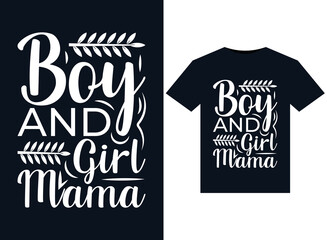 Wall Mural - Boy And Girl Mama illustrations for print-ready T-Shirts design
