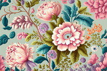 Image Of ​illustration, Pattern Floral And Pastel, Flower Background, Made By AI,Artificial Intelligence