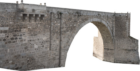 Poster - Isolated PNG cutout of a medieval bridge leading to a huge gate on a transparent background, ideal for photobashing, matte-painting, concept art