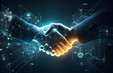 Fototapeta Nowy Jork - Crypto Business handshake on finance prosperity and money technology asset background . Generating Ai