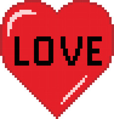 Wall Mural - Pixel heart with love words vector