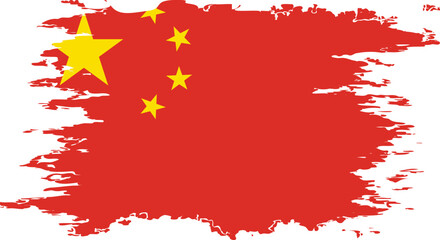 Wall Mural - China flag grunge brush color image vector