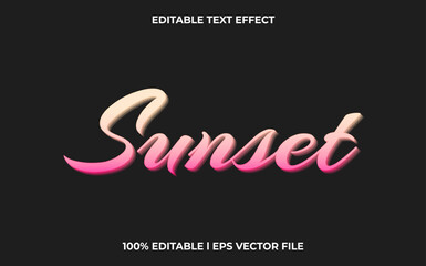 Poster - sunset editable text effect, lettering typography font style, trendy 3d text for tittle