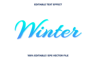 Poster - winter editable text effect, lettering typography font style, ice 3d text for tittle