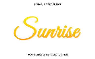Poster - sunrise editable text effect, lettering typography font style, orange 3d text for tittle