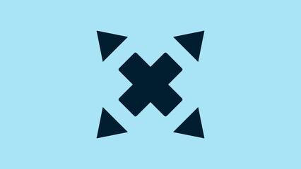 Poster - Blue Many ways directional arrow icon isolated on blue background. 4K Video motion graphic animation