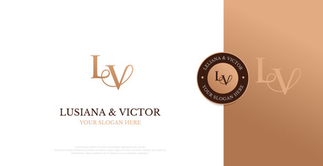 Wall Mural - Wedding Logo Initial LV Logo Design Vector