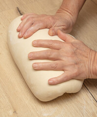 Wall Mural - Hand kneading flour dough.