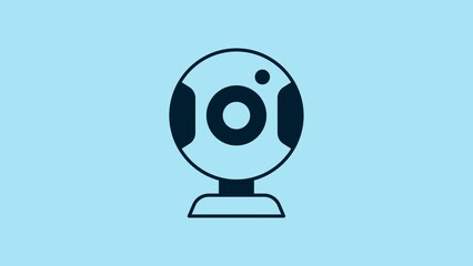 Sticker - Blue Web camera icon isolated on blue background. Chat camera. Webcam icon. 4K Video motion graphic animation