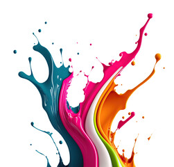 Wall Mural - colorful paint splash. isolated design element on the transparent background. generative ai.