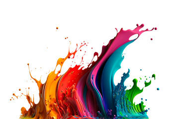 Colorful paint splash. Isolated design element on the transparent background.  Generative AI.