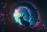 Fototapeta Dziecięca - Rabbit in Nebula, Generative AI, Illustration