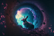 Rabbit In Nebula, Generative AI, Illustration