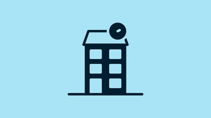 Poster - Blue House icon isolated on blue background. Home symbol. 4K Video motion graphic animation