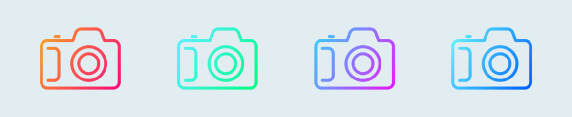 Camera line icon in gradient colors. Foto signs vector illustration.