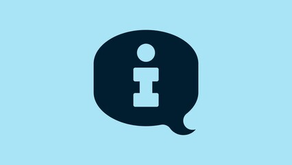 Poster - Blue Information icon isolated on blue background. 4K Video motion graphic animation