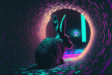 Rabbit in Cyberland, Generative AI, Illustration