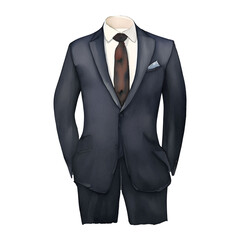 man suit digital drawing with watercolor style illustration