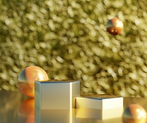 Wall Mural - golden podium box
