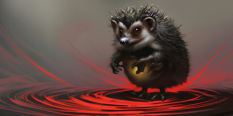 Wall Mural - An epic cartoon illustration and digital painting of a evil Hedgehog