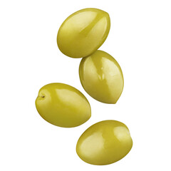 Wall Mural - Flying delicious green olives cut out