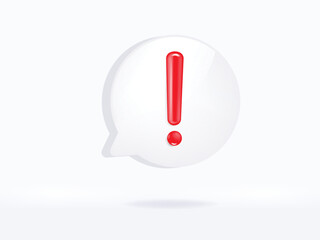 Wall Mural - red exclamation mark symbol and attention or caution sign icon on alert danger problem. 3d vector de
