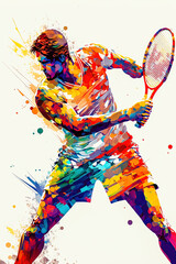 Tennis Abstrakt Tennisspieler in Action Tennissport Background Display Hintergrund Poster Cover Generative AI Digital Art Illustration 