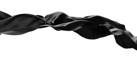 Wall Mural - Black cloth flying in the wind isolated on white background 3D render