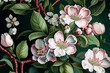 Floral apple blossom tree branches, Generative AI