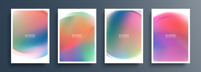 Poster - Set of blurred backgrounds with soft color gradients. Abstract graphic templates collection for brochures, posters, covers and flyers. Vector illustration.