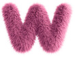 Pink 3D Fluffy Letter W