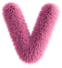pink 3d fluffy letter v