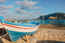 Wooden Fishing Boats On The Old Port In Palermo, Sicily