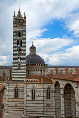 Wall Mural - Aerial view on the city cathedral of Siena on a sunny day