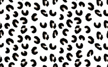 Abstract Modern Leopard Seamless Pattern. Animals Trendy Background. White And Black Decorative Vector Stock Illustration For Print, Card, Postcard, Fabric, Textile. Modern Ornament Of Stylized Skin