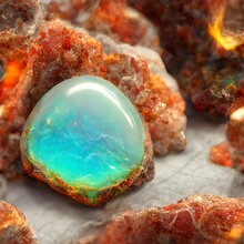 Photorealistic Fieryopalgemstones Detailed Rawstone Texture 2d 8k HD Macro Photography Artstation Fireopal Random Patterns Top View Pantone Bright White Delicacy Hushed Green Fiery Red Living Coral 