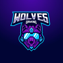 Wall Mural - Wolf esport gaming mascot logo design illustration vector