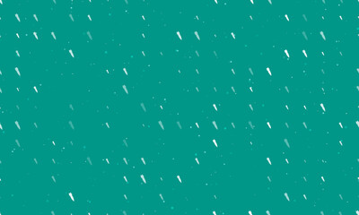 Poster - Seamless background pattern of evenly spaced white falling rocket symbols of different sizes and opacity. Vector illustration on teal background with stars