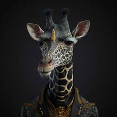 Wall Mural - portrait of a giraffe dark costume mysterious black