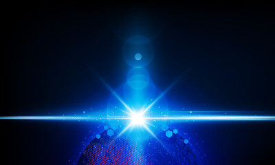 Wall Mural - abstract light out technology background hitech communication concept innovation send for planet ear