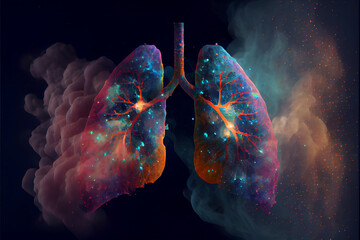 Aufkleber - beautiful abstract lung with nebula dust concept, contemporary colors and mood social background. 