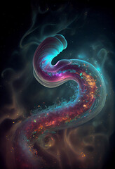 Aufkleber - Abstract snake  concept on a nebula dust in infinite space background. Mixed media
