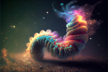 Aufkleber - Abstract snake  concept on a nebula dust in infinite space background. Mixed media