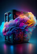 beautiful abstract  Digital cloud data server with nebula dust concept, contemporary colors and mood social background. Generative AI technology.