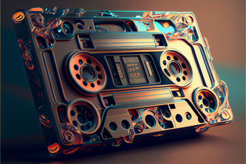 Poster - Minimalism Transparent Cassette retro style concept. 