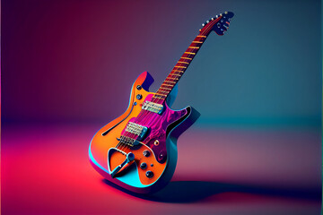 Aufkleber - Minimalism  Electric Guitar retro style concept. Creative Concept Of Retro Style. Background pattern for design