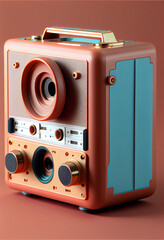Poster - Minimalism Old Audio Recorder retro style concept. Background pattern for design.